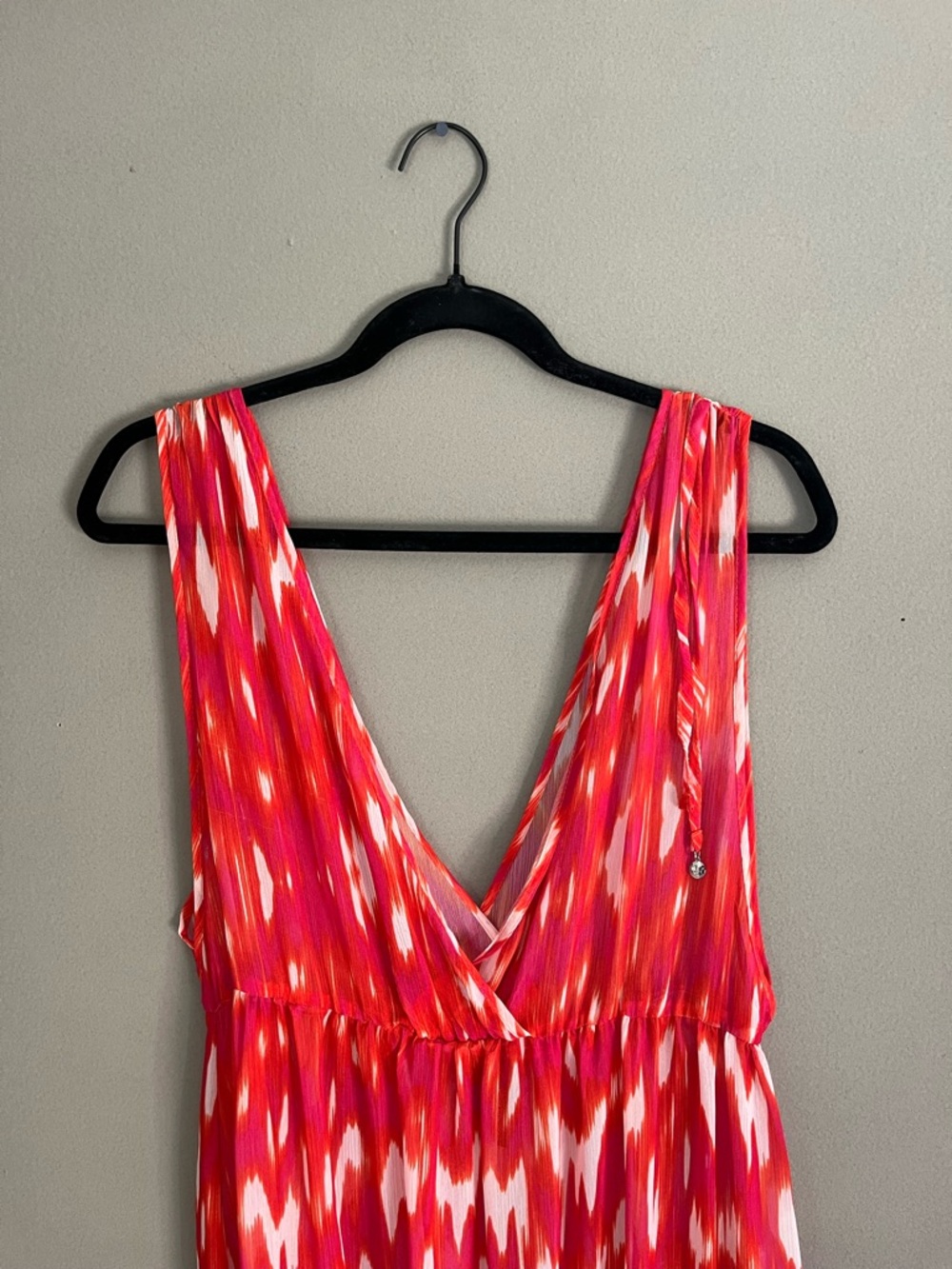Jones New York Sheer Maxi Dress or Swim Cover Up Red Print Maximalism Large - Picture 4 of 11
